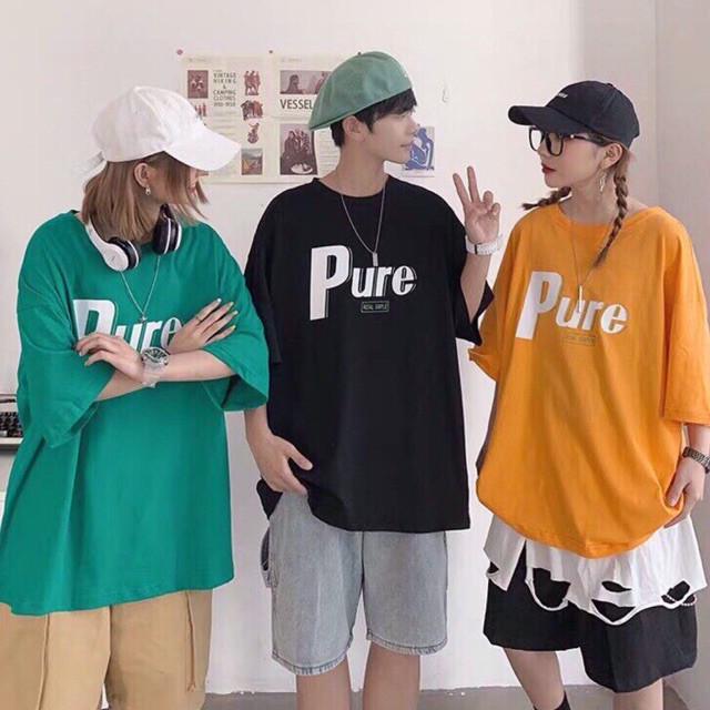 [ Có Ảnh Thật ] Áo thun unisex tay lỡ form rộng - Phông Pure
